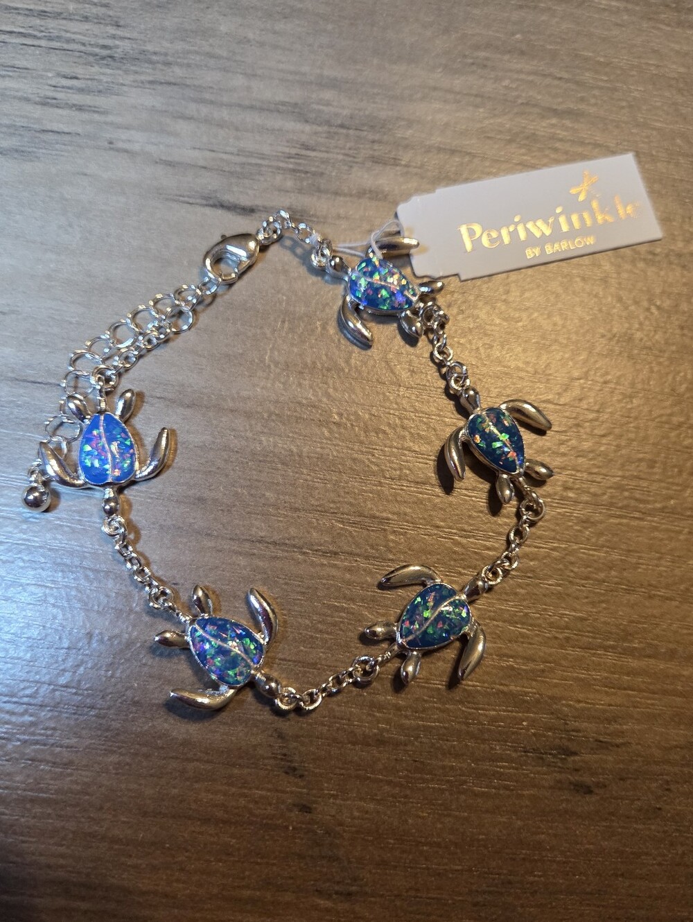 Silver Tone Blue Turtle Bracelet